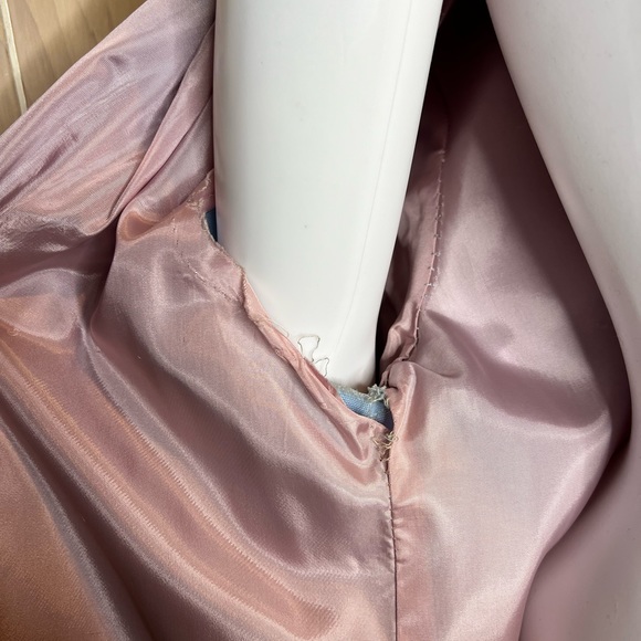 1960s vintage handmade overcoat baby blue with pink lining mid century Jackie O - Picture 7 of 11